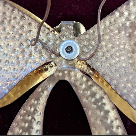 Lot of 3 Vintage 3D Gold Tin Hand Crafted Christmas Ornaments Mid-Late Century - Picture 4 of 11